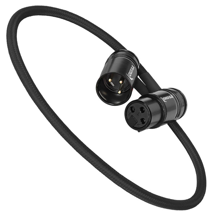 Kondor Blue 16” Straight Low Profile Right Angle XLR Cable (Raven Black)