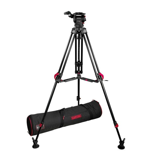 Cartoni Focus 8 w/ Red Lock Aluminum (2-stage) Tripod & Mid-Level Spreader