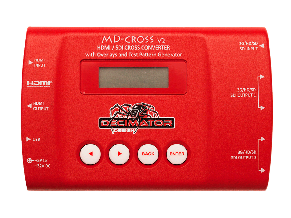 Decimator MD-CROSS V2: HDMI/SDI Cross Converter w/ Scaling, Frame Rate Conversion, Overlays & TPG