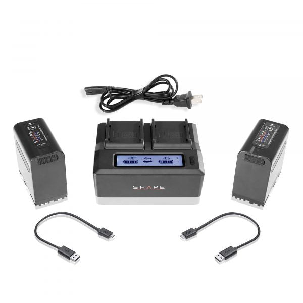 Shape BP-975 two batteries with dual LCD charger for Canon and RED KOMODO