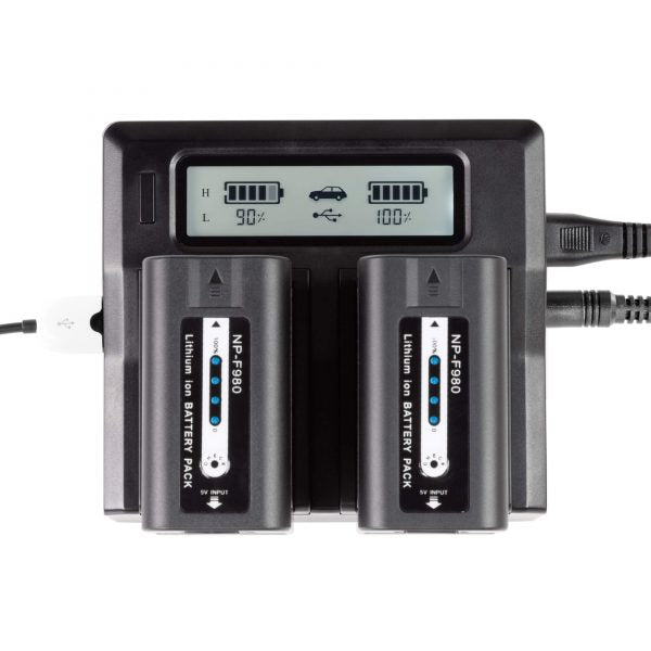 Shape NP-F980 Dual LCD Charger with two 6600mAh Lithium-Ion Batteries