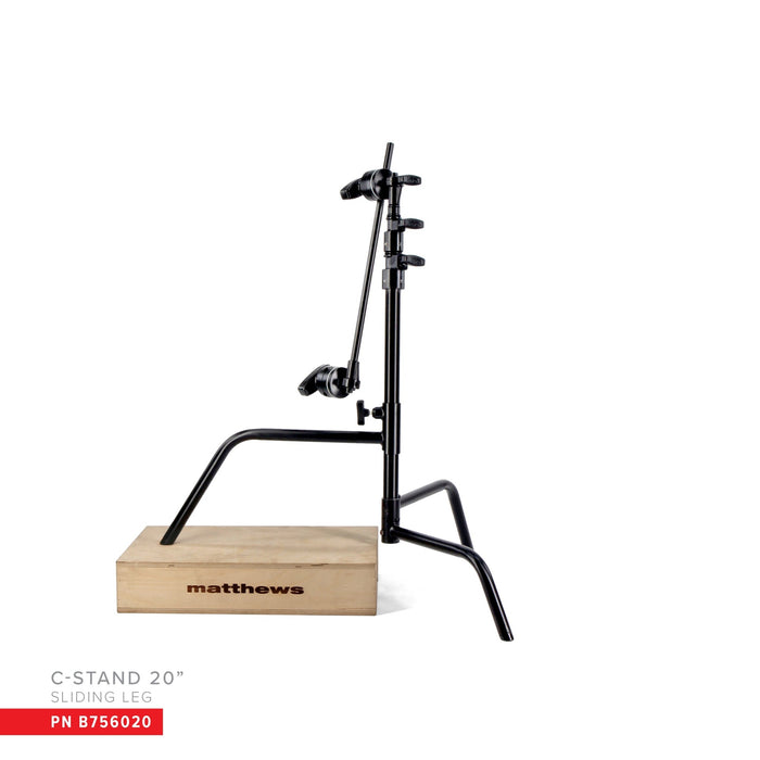 Matthews 20" C-Stand, Sliding Leg, w/ Grip Head & Arm, Black