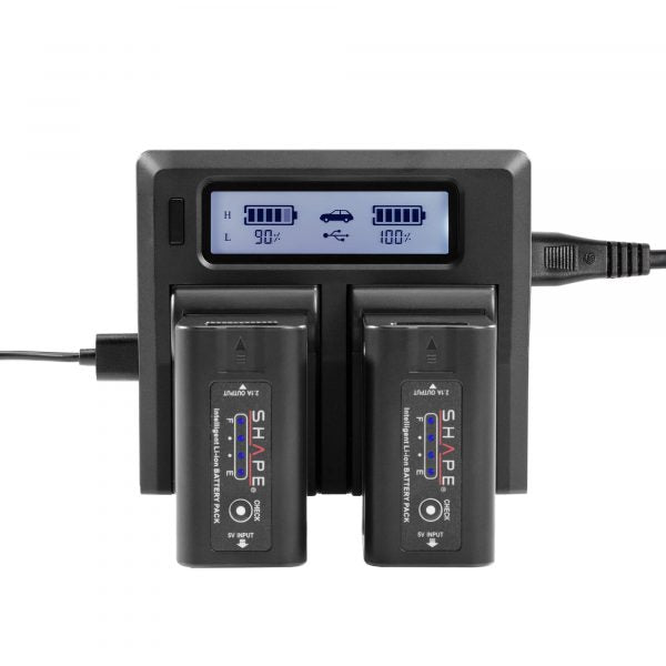 Shape BP-975 two batteries with dual LCD charger for Canon and RED KOMODO