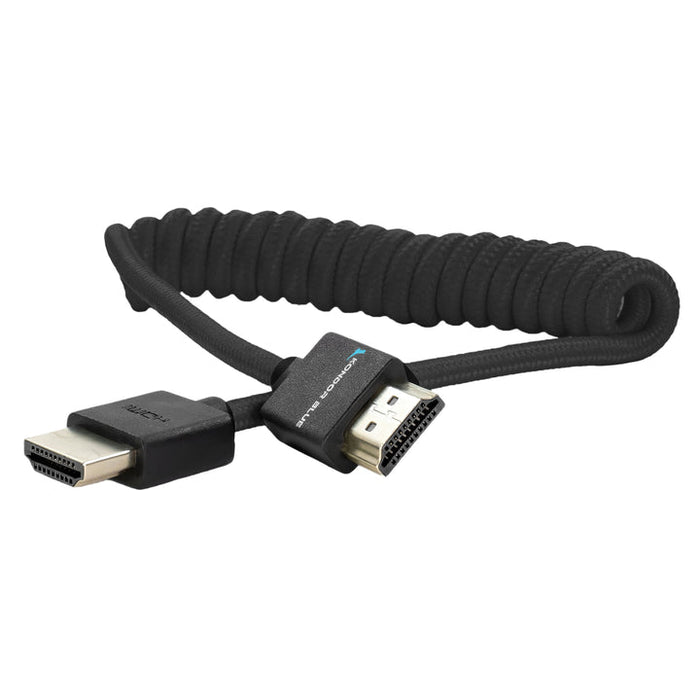 Kondor Blue Coiled Full HDMI Cable (12-24") - Black