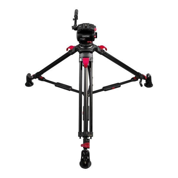 Cartoni Focus 10 w/ Red Lock Aluminum (2-stage) Tripod & Mid-Level Spreader