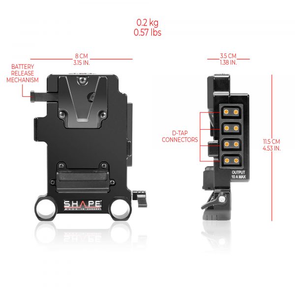 SHAPE Multi D-TAP V-Mount Plate 15mm LWS Rod Mount