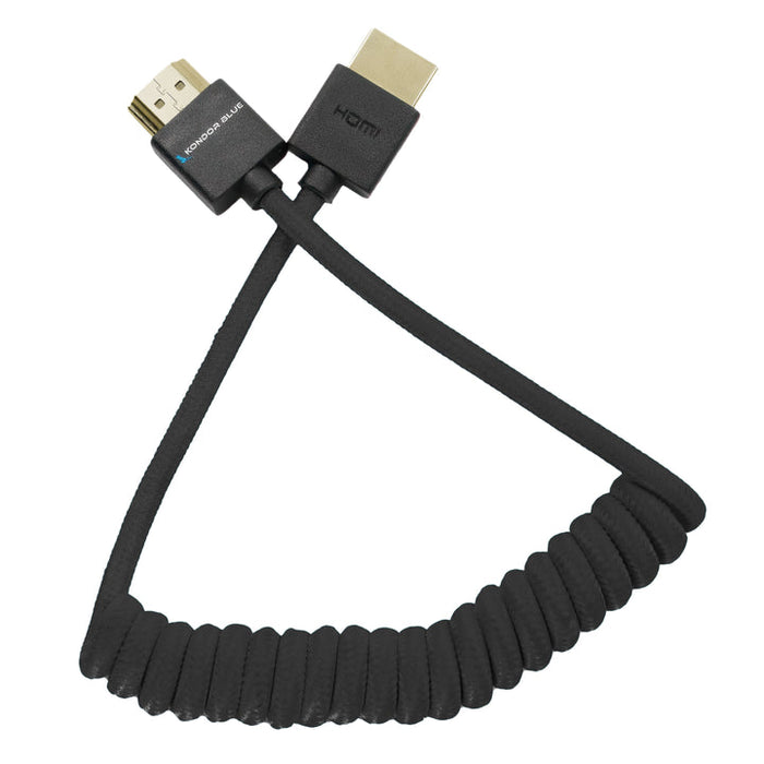 Kondor Blue Coiled Full HDMI Cable (12-24") - Black