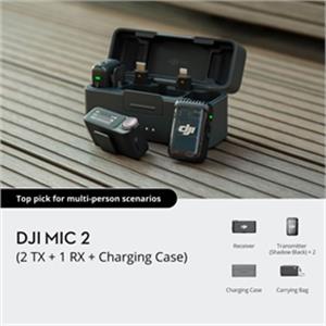 DJI Mic 2 - 2 Transmitter/1 Receiver Kit with Charging Case - Shadow Black