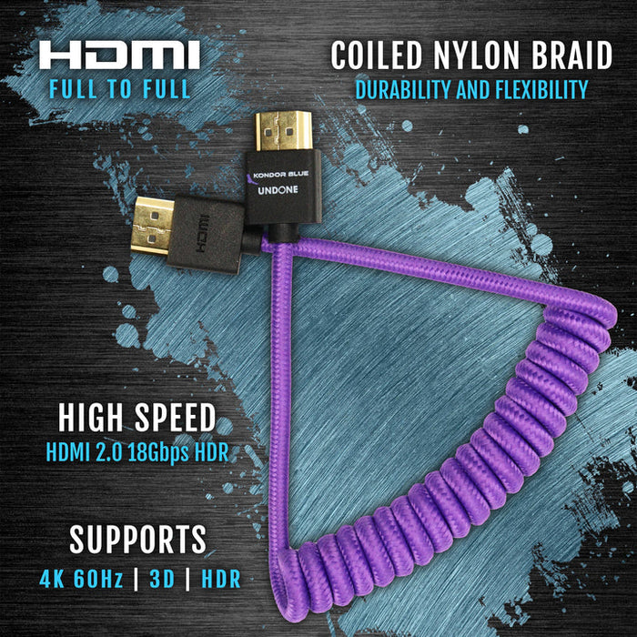 Kondor Blue Gerald Undone MK2 Full HDMI Cable 12"-24" Coiled (Purple)