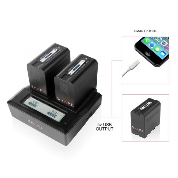 Shape NP-F980 Dual LCD Charger with two 6600mAh Lithium-Ion Batteries