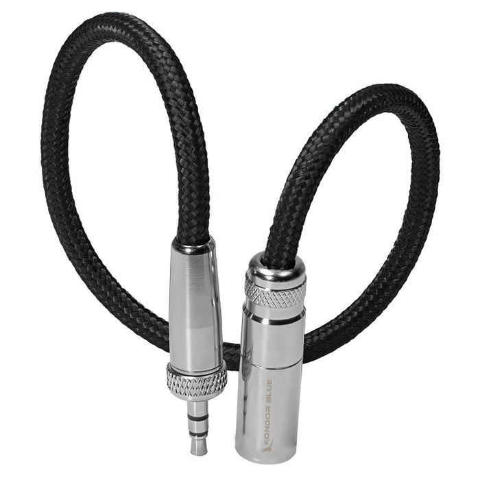 Kondor Blue 12" Mini XLR to 3.5mm TRS Locking Screw Plug for Lavalier/Lapels (Raven Black)