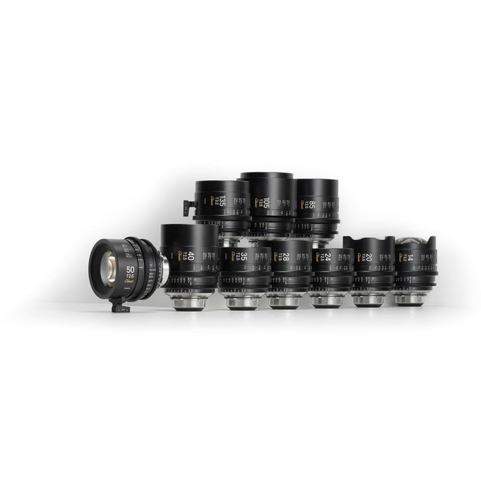 SIGMA 10 LENS CLASSIC PRIME LENS SET (FEET)(PLI) - 14/T3.2 + 20/T2.5 + 24/T2.5 + 28/T2.5 + 35/T2.5 + 40/T2.5 + 50/T2.5 + 85/T2.5 + 105/T2.5 + 135/T3.2 FF CLASSIC + PMC-002 + PMC-005