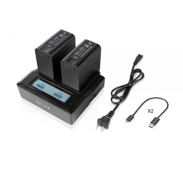 Shape BP-975 two batteries with dual LCD charger for Canon and RED KOMODO