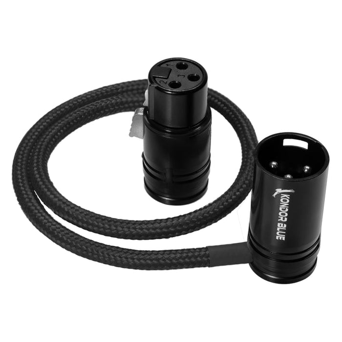 Kondor Blue 16” Straight Low Profile Right Angle XLR Cable (Raven Black)